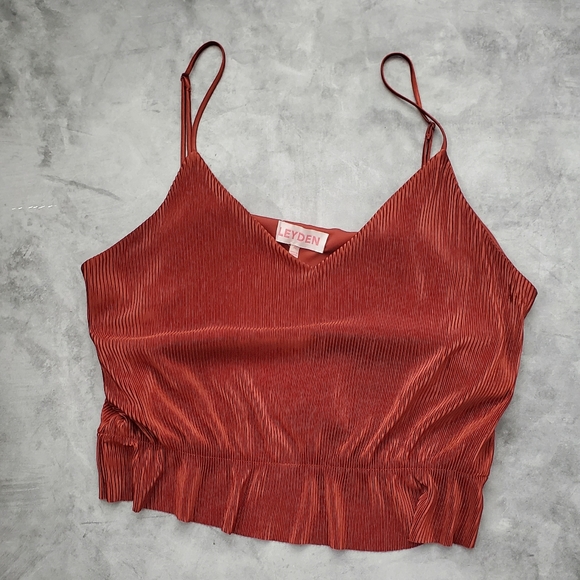 Leyden Tops - LEYDEN Pleated Camisole Tank Top Copper XL